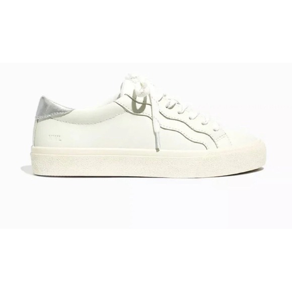 Madewell Shoes - Madewell MWL Sidewalk low-top leather white silver sneakers unisex‎